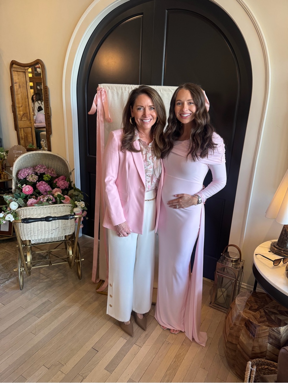 Club L London Blush Pink Asymmetric-Neck Maternity Maxi Dress With Sash Detail - Picture 2 of 3